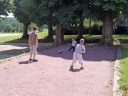 Playing footie with Jonathan and Andrew