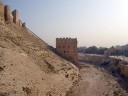 Looking east, along the (now dry) moat
